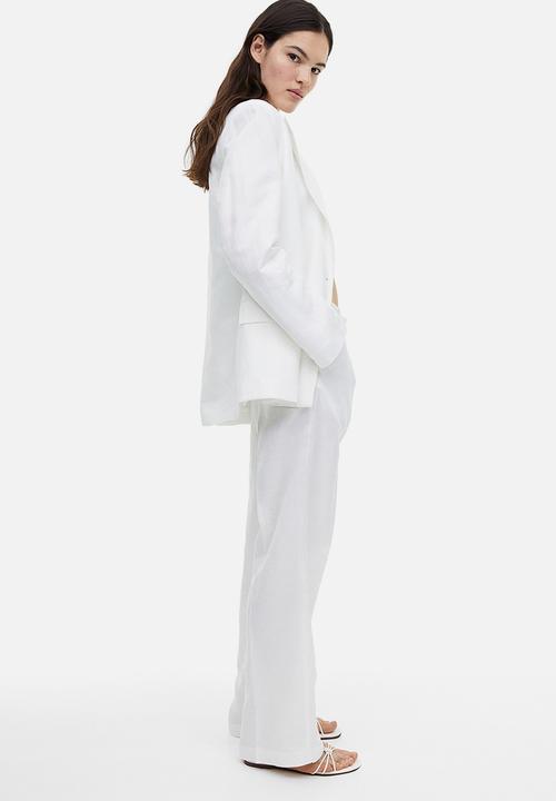 H&M - Wide linen-blend trousers - white