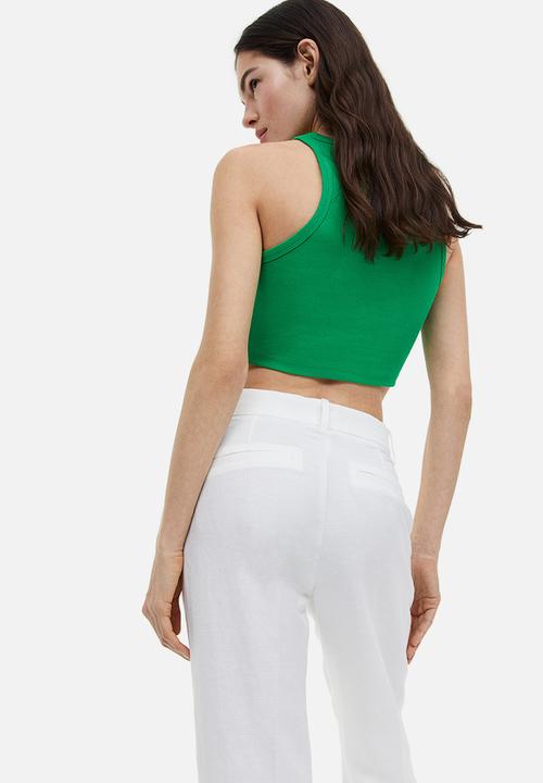 H&M - Wide linen-blend trousers - white