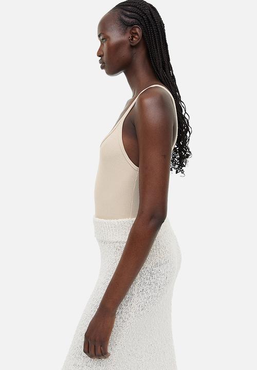 H&M - Ribbed vest top - light beige 