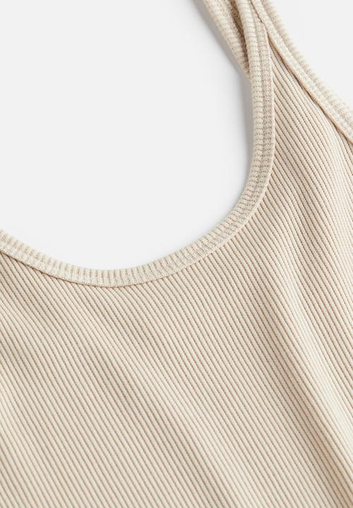 H&M - Ribbed vest top - light beige 