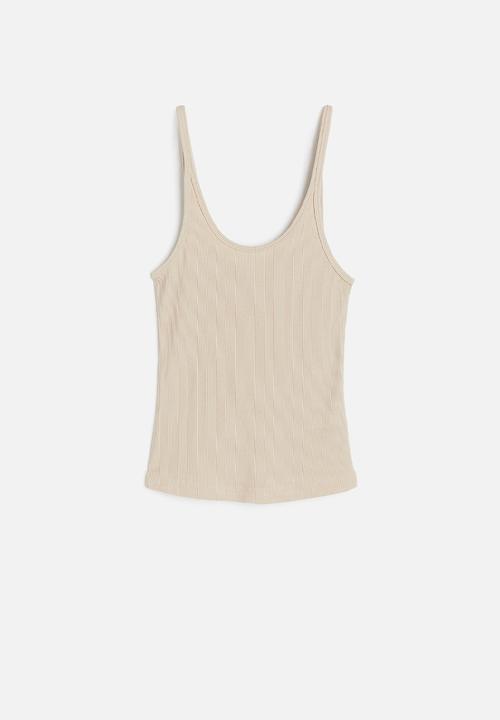 H&M - Ribbed vest top - light beige 