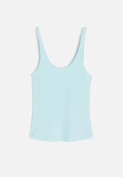 H&M - Ribbed vest top - light turquoise 