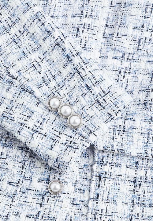 H&M - Textured-weave jacket - light blue checked 