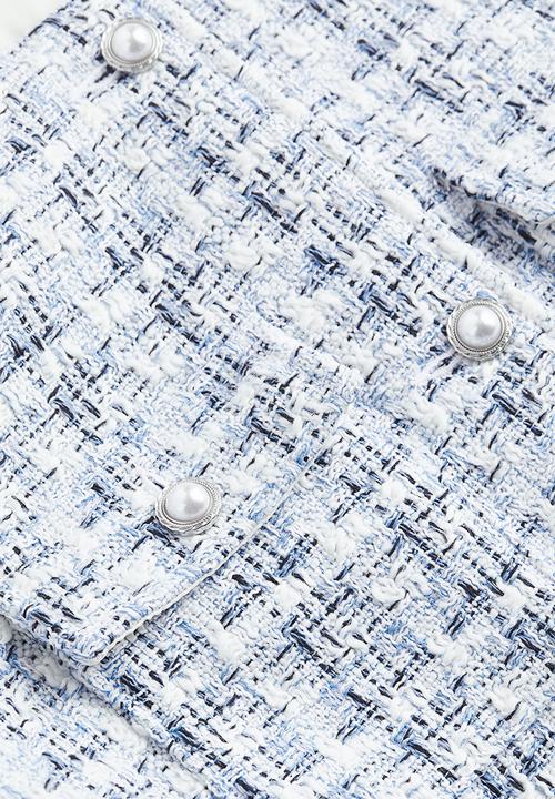 H&M - Textured-weave jacket - light blue checked 