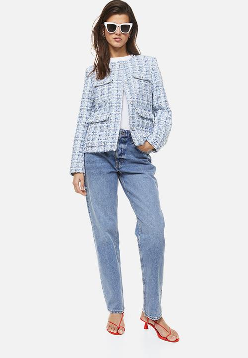 H&M - Textured-weave jacket - light blue checked 