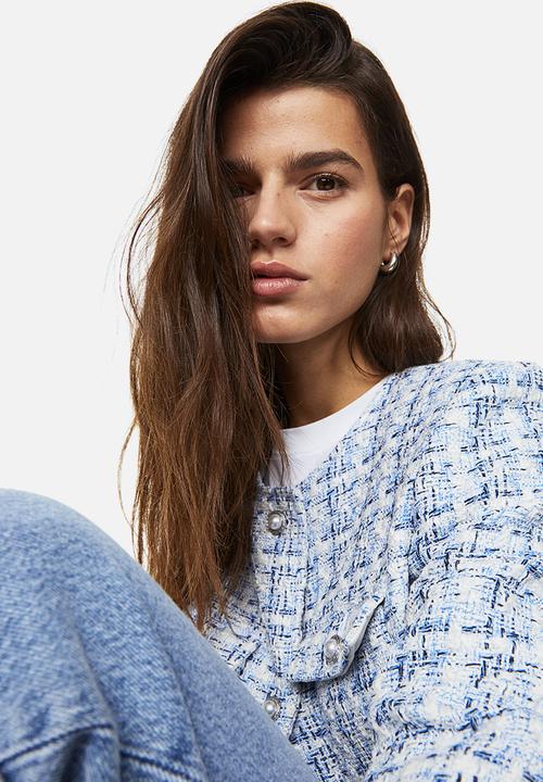 H&M - Textured-weave jacket - light blue checked 