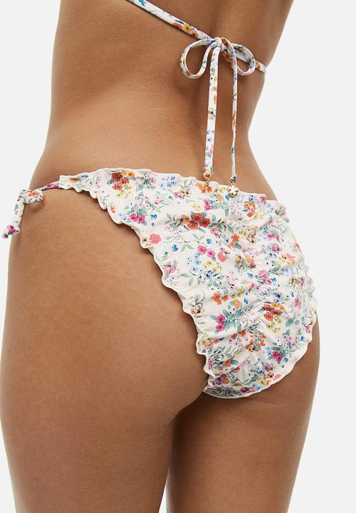 H&M - Tie-tanga bikini bottoms - white/floral