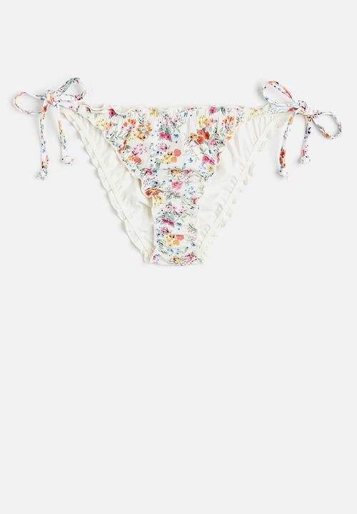 H&M - Tie-tanga bikini bottoms - white/floral