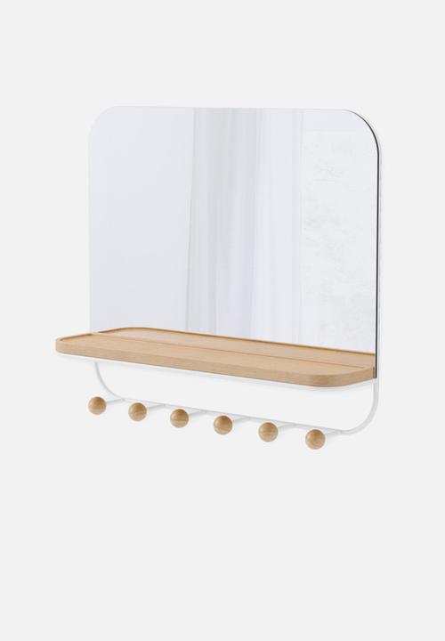 Umbra - Estique mirror with hooks - white