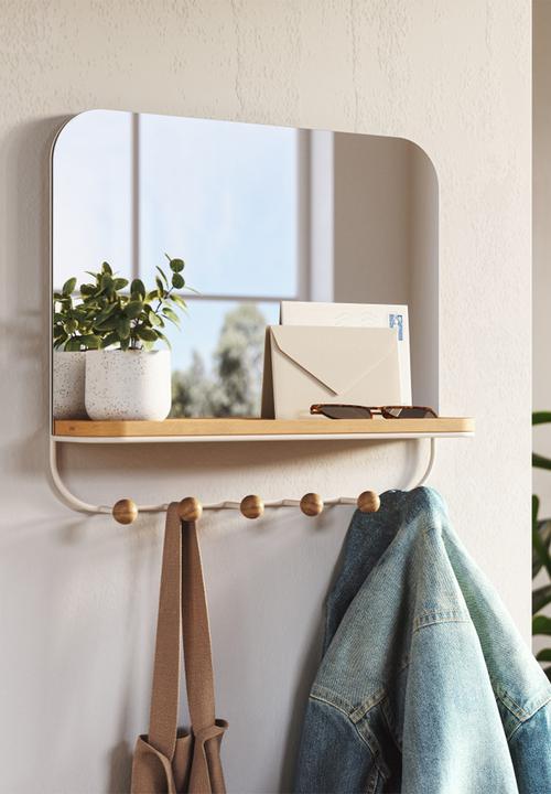 Umbra - Estique mirror with hooks - white