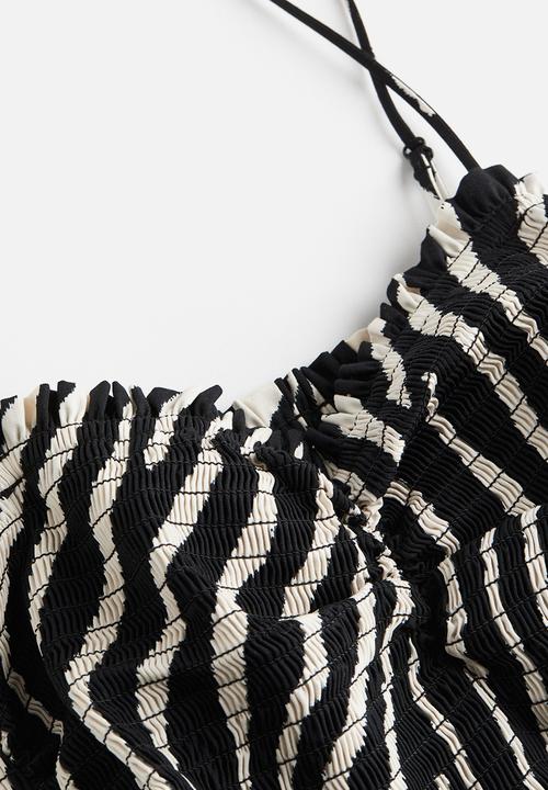 H&M - Smocked cotton dress - black zebra print 