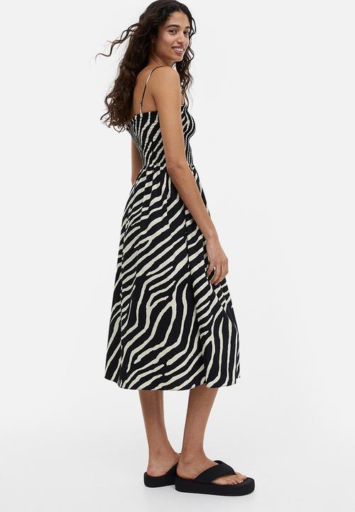 H&M - Smocked cotton dress - black zebra print 