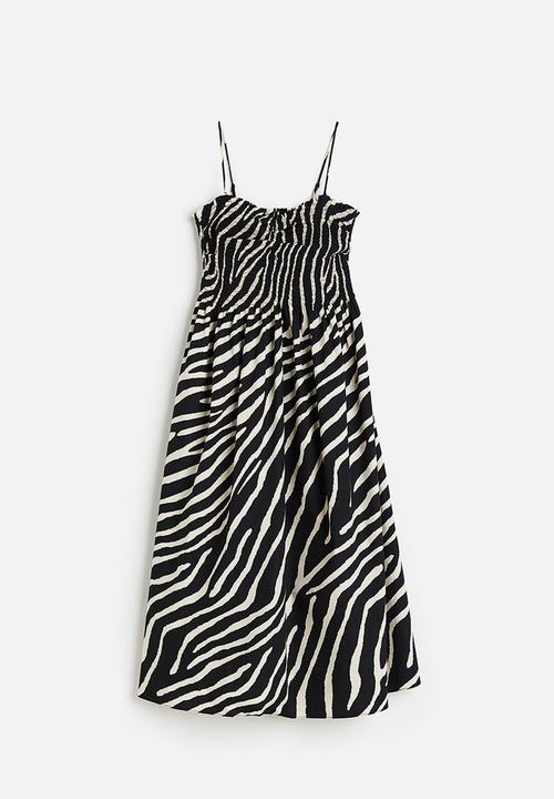 H&M - Smocked cotton dress - black zebra print 