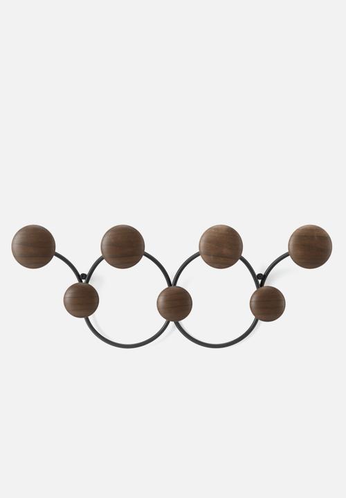 Umbra - Dotsy 7 hook - black & walnut