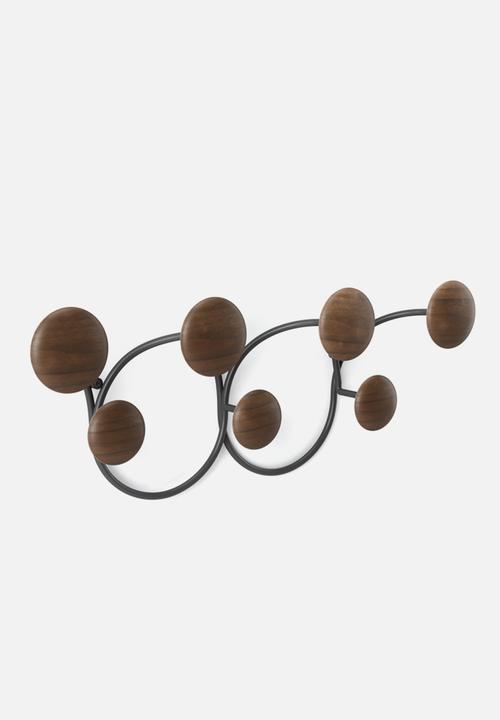 Umbra - Dotsy 7 hook - black & walnut