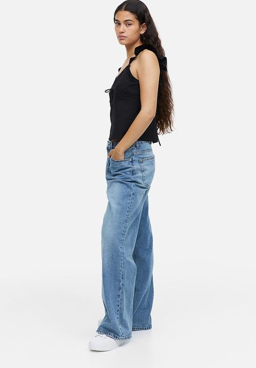 H&M - Tie-detail jersey top - black