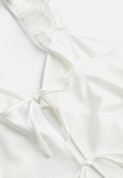 H&M - Tie-detail jersey top - white