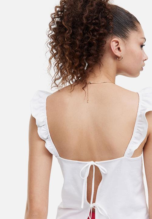 H&M - Tie-detail jersey top - white