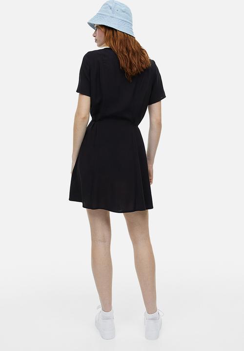 H&M - Tie-detail button-front dress - black