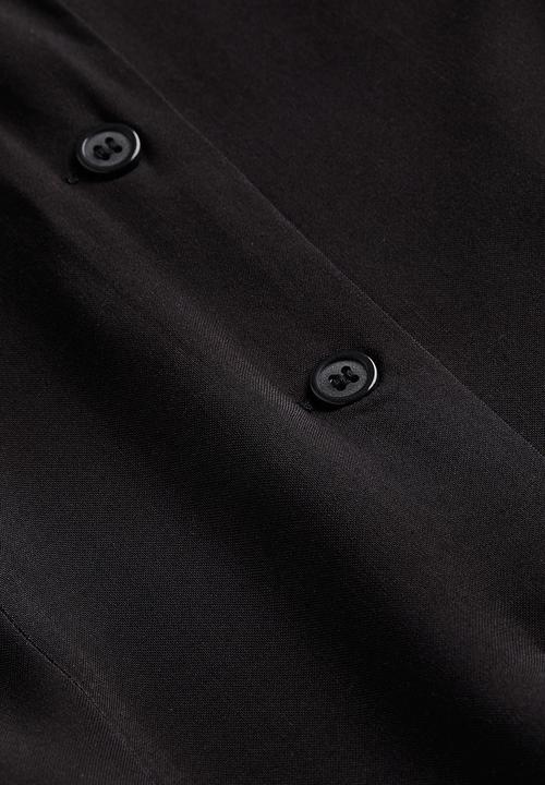 H&M - Tie-detail button-front dress - black