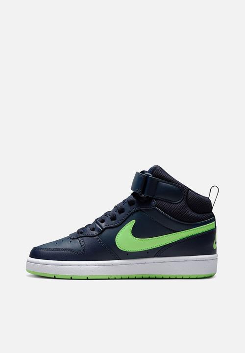 Nike - Nike court borough mid 2 - dark obsidian/lime blast-white