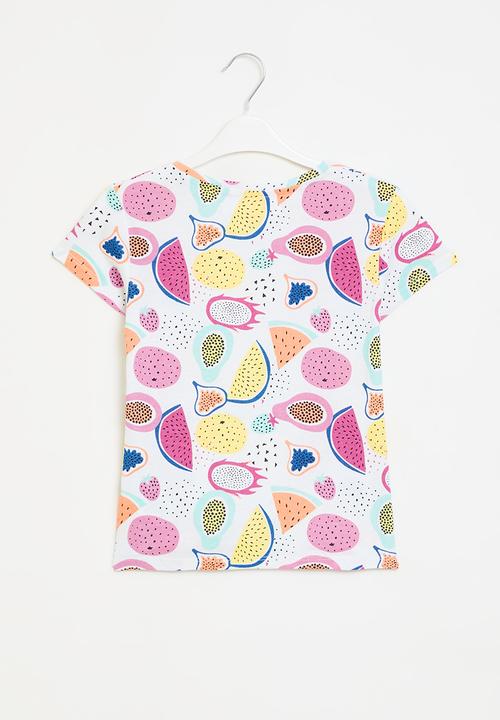 MINOTI - Graphic T-shirt tie front - white