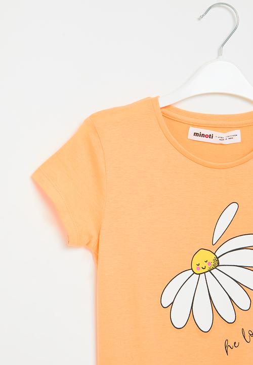 MINOTI - Graphic T-shirt tie front - orange