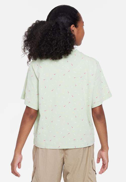 Nike - G nk nsw tee boxy swoosh aop - honeydew