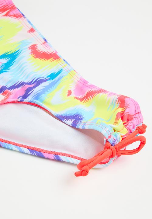 MINOTI - Girls coral 2 pack laser cut bikini - coral multi