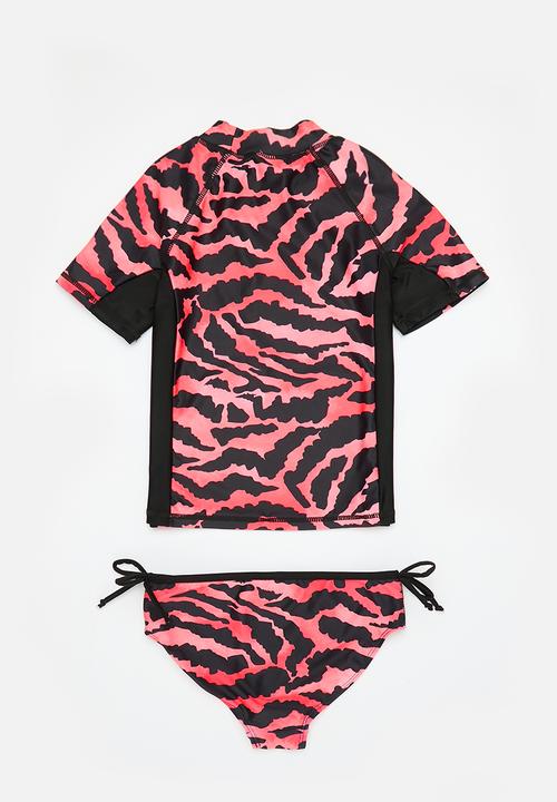 MINOTI - Girls 2pc aop rash set - black pink