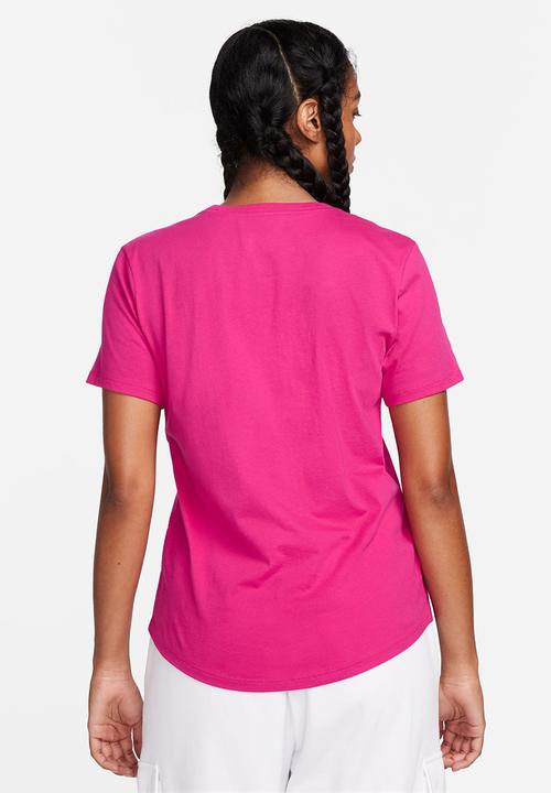 Nike - W nsw tee essntl icn ftra - fireberry & white