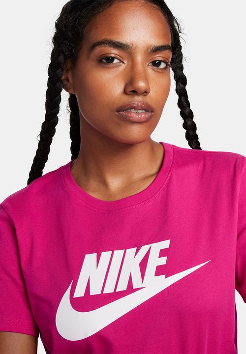 Nike - W nsw tee essntl icn ftra - fireberry & white