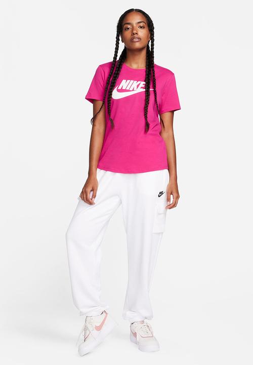 Nike - W nsw tee essntl icn ftra - fireberry & white