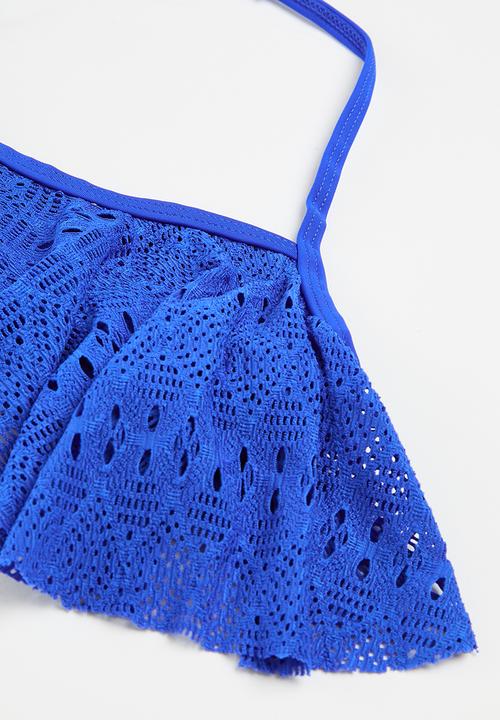 MINOTI - Crochet bikini with tassles - blue