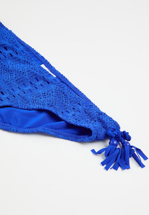 MINOTI - Crochet bikini with tassles - blue