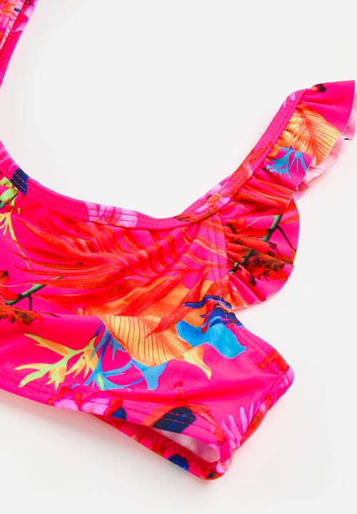 MINOTI - Bright print bikini with frills - pink