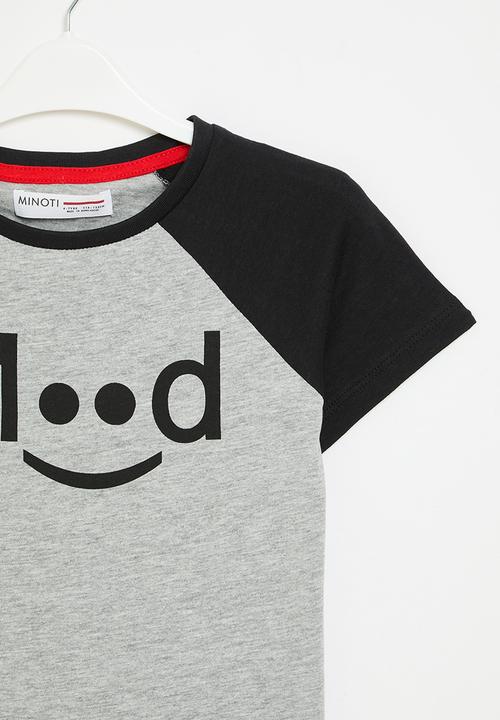 MINOTI - boys grey marl basic mood tee - black & grey