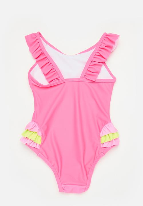 MINOTI - 3d effect swimsuit with applique - pink