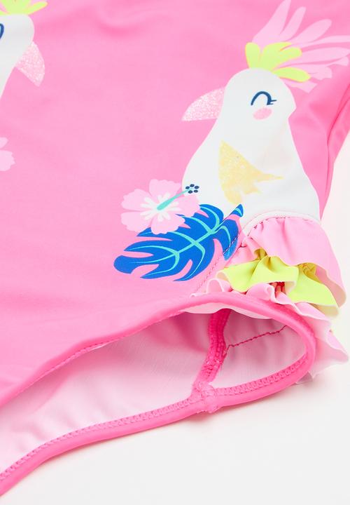 MINOTI - 3d effect swimsuit with applique - pink