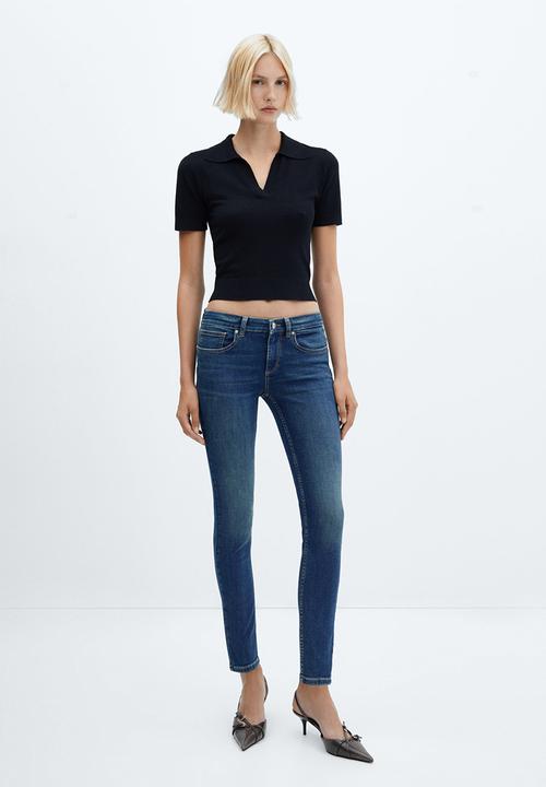 MANGO - Jeans pushup - open blue