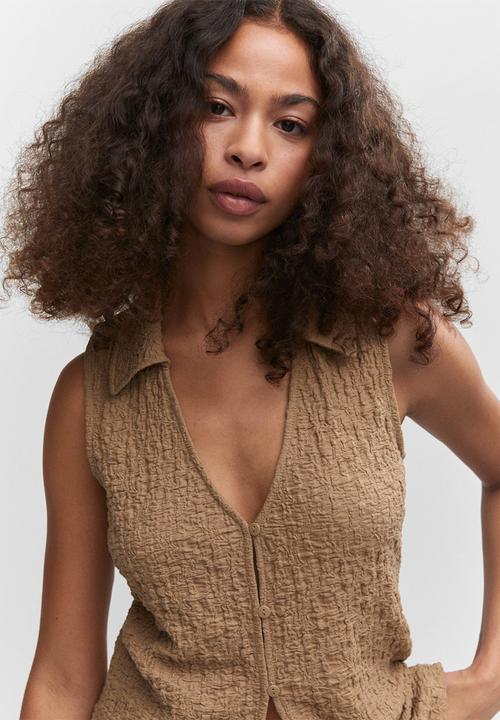 MANGO - Waistcoat calobra - light brown