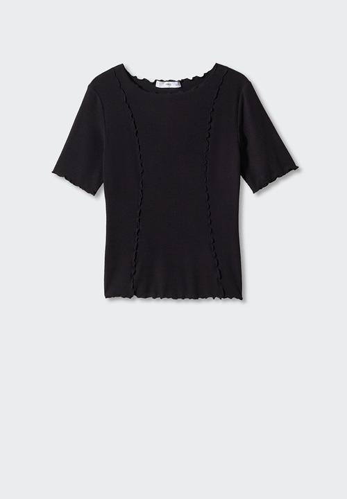 MANGO - T-shirt curli - black