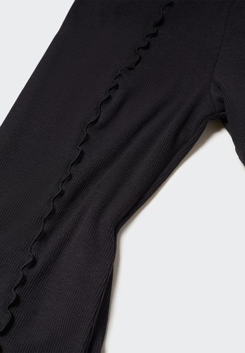 MANGO - T-shirt curli - black