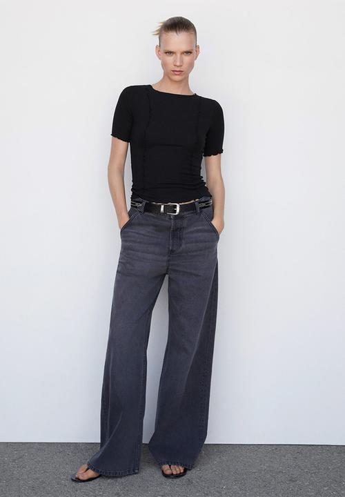 MANGO - T-shirt curli - black