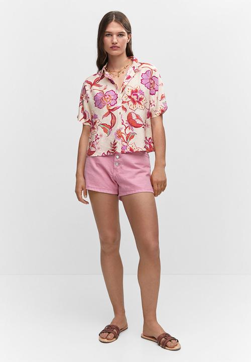 MANGO - Shirt flora - light beige