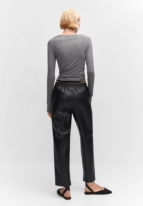 MANGO - Trousers apple - black