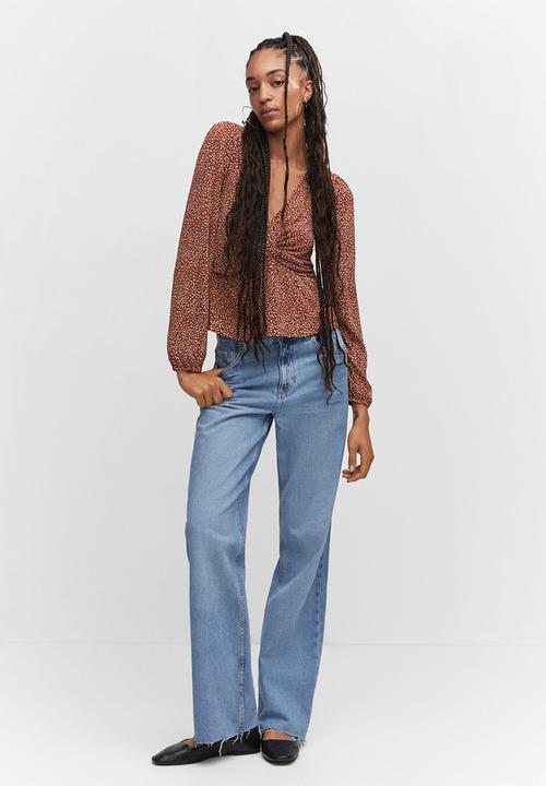 MANGO - Blouse pom - dark red