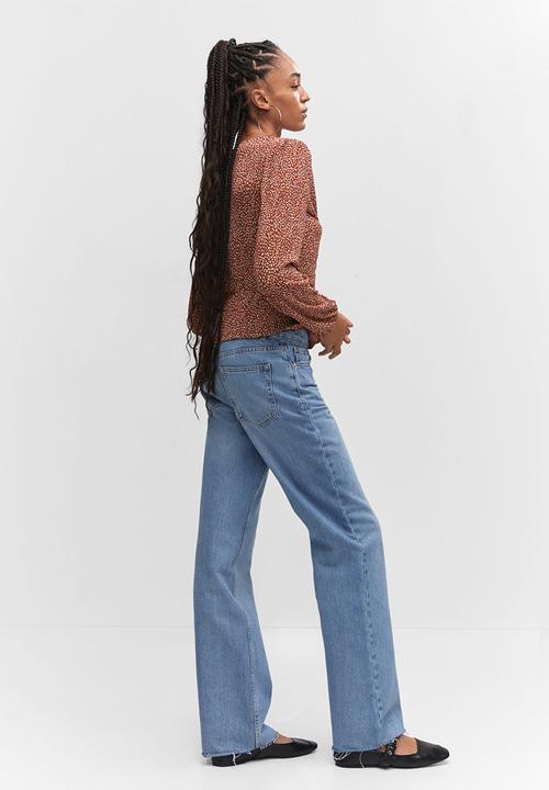 MANGO - Blouse pom - dark red