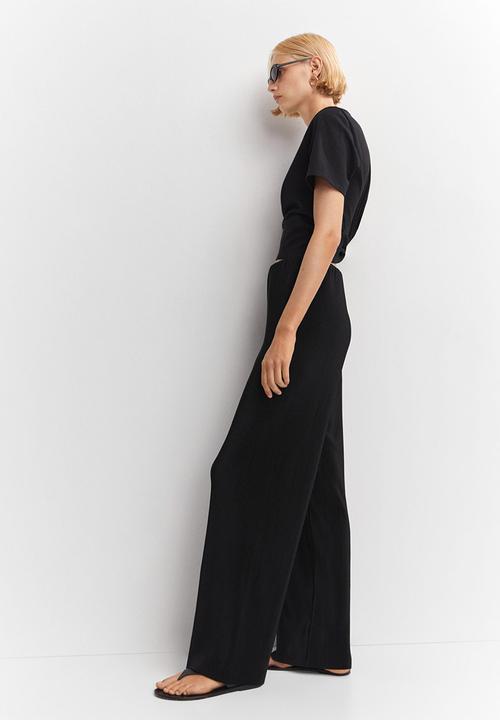 MANGO - Trousers plisat - black