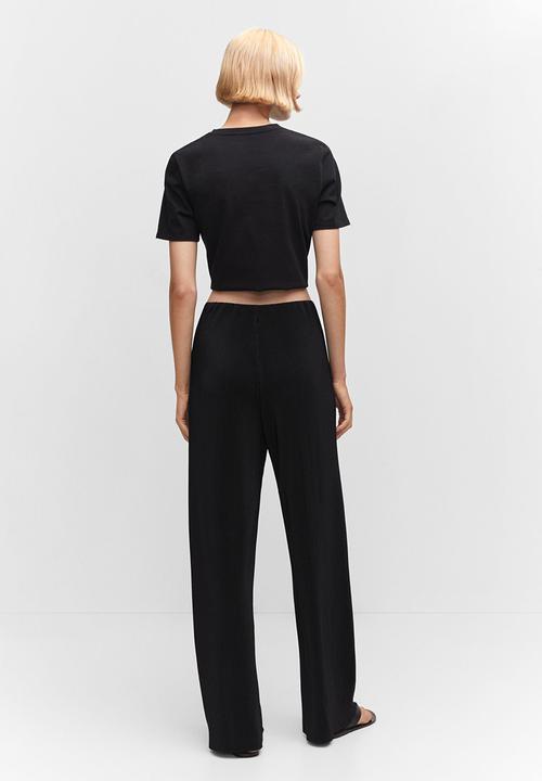 MANGO - Trousers plisat - black